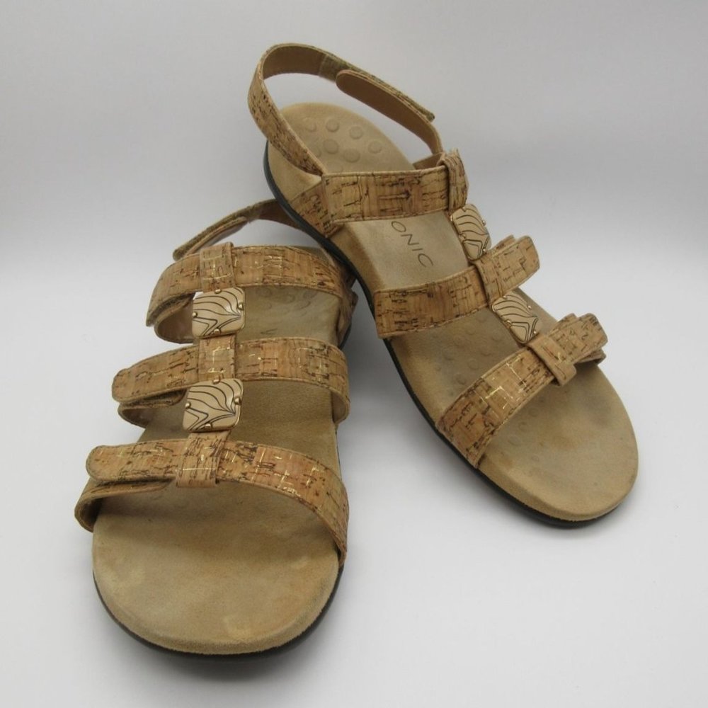 Vionic Amber women's microfiber‎ cork adjustable strap sandals 10
